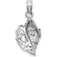 14K White Gold Conch Shell Charm with Textured Finish - Polished Rhodium Plated by Oro Pregiato