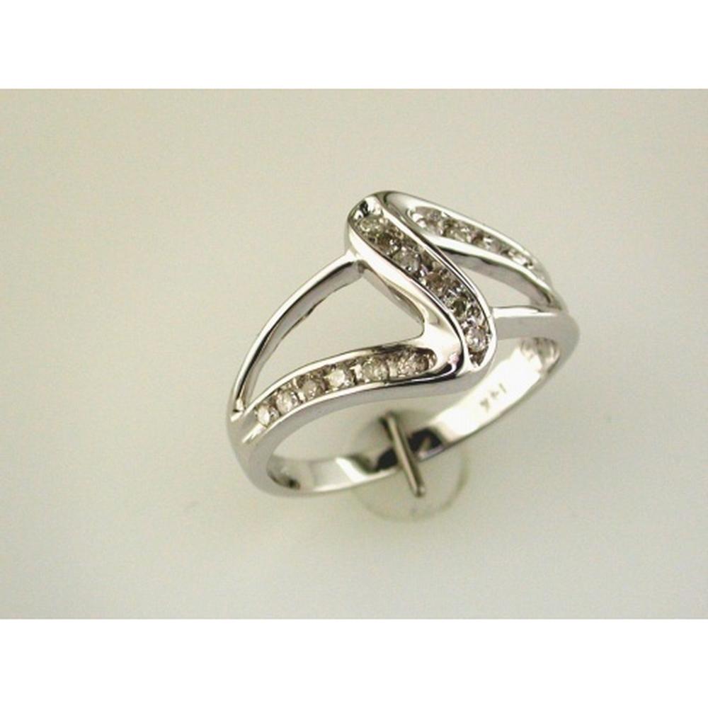 14K White Gold Contemporary Crisscross Bypass Ring with Round Diamonds - 0.25 Carat Total Diamond Weight - Royal Jewelry