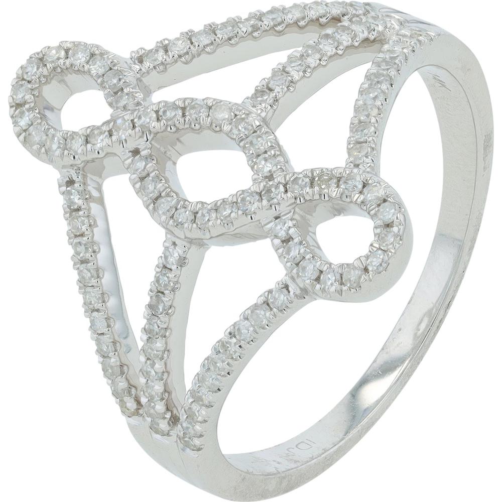 14K White Gold Contemporary Diamond Openwork Ring with 0.35 Carats Total Diamond Weight