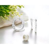 14K White Gold Contemporary Double-Hoop Earrings with Bezel-Set Round Diamonds - 0.26 Carat Total Diamond Weight - Royal Jewelry