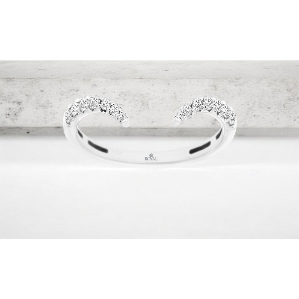 14K White Gold Contemporary Open-Band Ring with Prong-Set Round Diamonds - 0.25 Carat Total Diamond Weight - Royal Jewelry