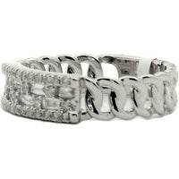 14K White Gold Contemporary Ring with Mosaic Prong-Set Round and Baguette Diamonds - 0.37 Carat Total Diamond Weight by Auriventus