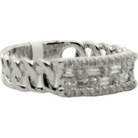 14K White Gold Contemporary Ring with Mosaic Prong-Set Round and Baguette Diamonds - 0.37 Carat Total Diamond Weight by Auriventus