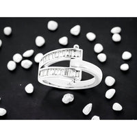 14K White Gold Contemporary Split Shank Ring with Channel-Set Baguette Diamonds - 0.48 Carat Total Diamond Weight - Royal Jewelry