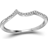 14K White Gold Contoured Wedding Band with Prong-Set Round Diamonds - 0.05 Carat Total Diamond Weight