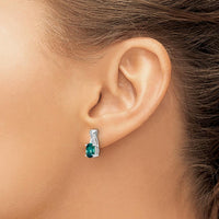 14K White Gold Created Alexandrite and Diamond Drop Earrings with Round Diamonds - 0.06 Carat Total Diamond Weight by Oro Pregiato