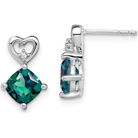 14K White Gold Created Alexandrite and Diamond Heart Drop Earrings - 1.26 Carat Total Gem Weight by Oro Pregiato
