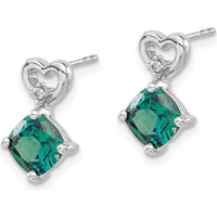 14K White Gold Created Alexandrite and Diamond Heart Drop Earrings - 1.26 Carat Total Gem Weight by Oro Pregiato