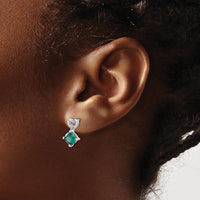 14K White Gold Created Alexandrite and Diamond Heart Drop Earrings - 1.26 Carat Total Gem Weight by Oro Pregiato