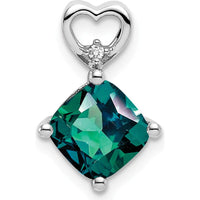 14K White Gold Created Alexandrite and Diamond Heart Pendant Slide - 1.66 Carat Total Gem Weight by Oro Pregiato