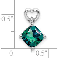 14K White Gold Created Alexandrite and Diamond Heart Pendant Slide - 1.66 Carat Total Gem Weight by Oro Pregiato