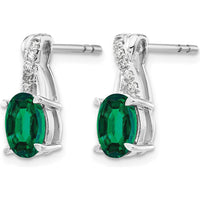14K White Gold Created Emerald and Diamond Drop Earrings - 1.0 Carat Total Emerald Weight, 0.06 Carat Total Diamond Weight by Oro Pregiato