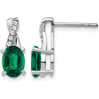14K White Gold Created Emerald and Diamond Drop Earrings - 1.50 Carat Total Gem Weight by Monteluci Fine Jewelry