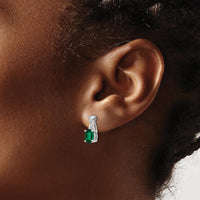 14K White Gold Created Emerald and Diamond Drop Earrings - 1.50 Carat Total Gem Weight by Monteluci Fine Jewelry