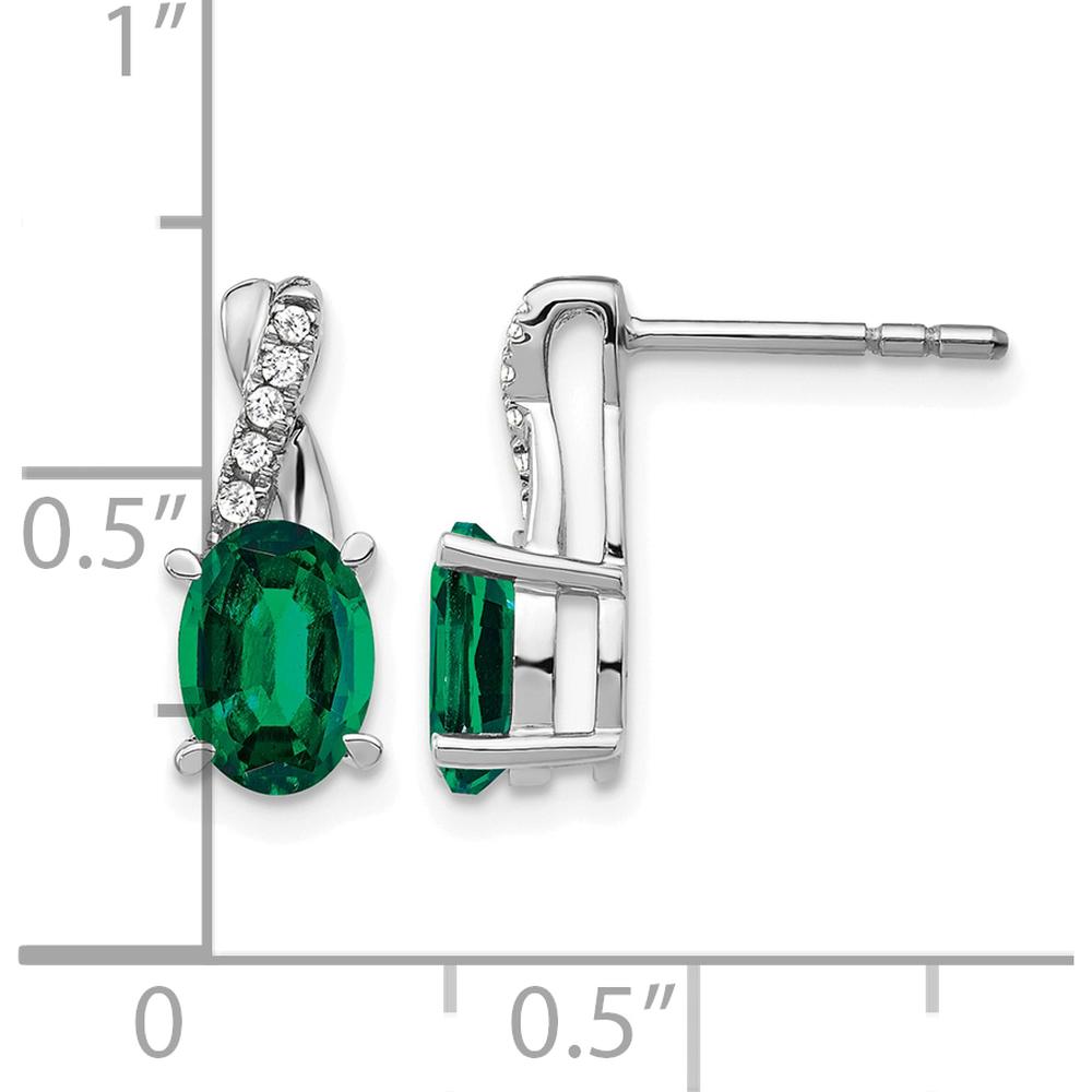 14K White Gold Created Emerald and Diamond Drop Earrings - 1.50 Carat Total Gem Weight by Monteluci Fine Jewelry