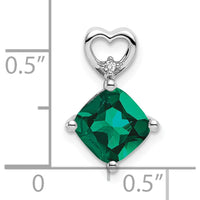 14K White Gold Created Emerald and Diamond Heart Pendant - 1.66 Carat Total Gem Weight by Oro Pregiato