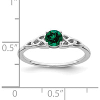 14K White Gold Created Emerald Celtic Knot Ring - 4.5mm Round Lab Created Emerald by 0