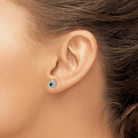 14K White Gold Created Emerald Post Earrings - 0.12 Carat Total Gem Weight by Oro Pregiato