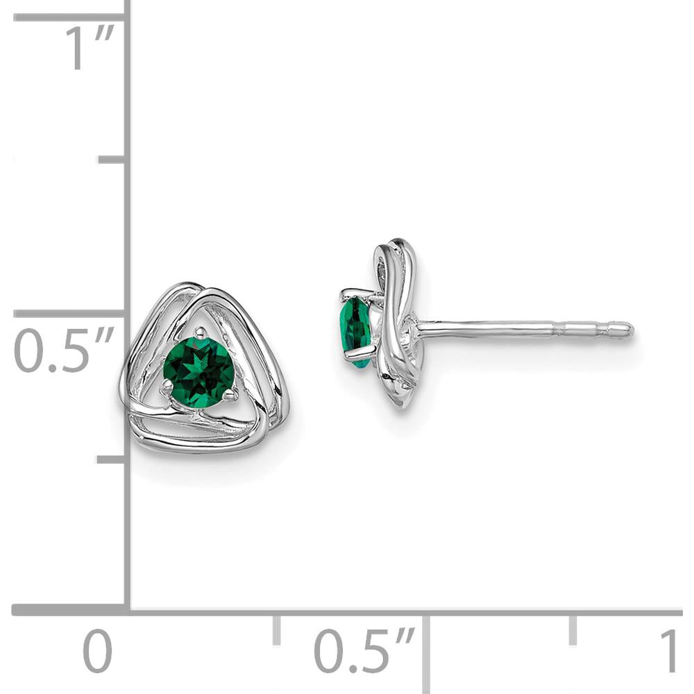 14K White Gold Created Emerald Post Earrings - 0.12 Carat Total Gem Weight by Oro Pregiato