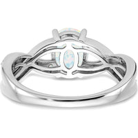 14K White Gold Created Opal and Diamond Ring with Halo - 0.45 Carat Opal and 0.08 Carat Total Diamond Weight by 0
