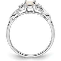 14K White Gold Created Opal and Diamond Ring with Tapered Band - 0.365 Carat Total Gem Weight by 0