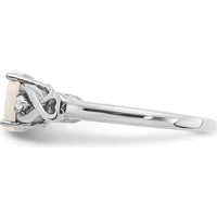 14K White Gold Created Opal and Diamond Ring with Tapered Band - 0.365 Carat Total Gem Weight by 0