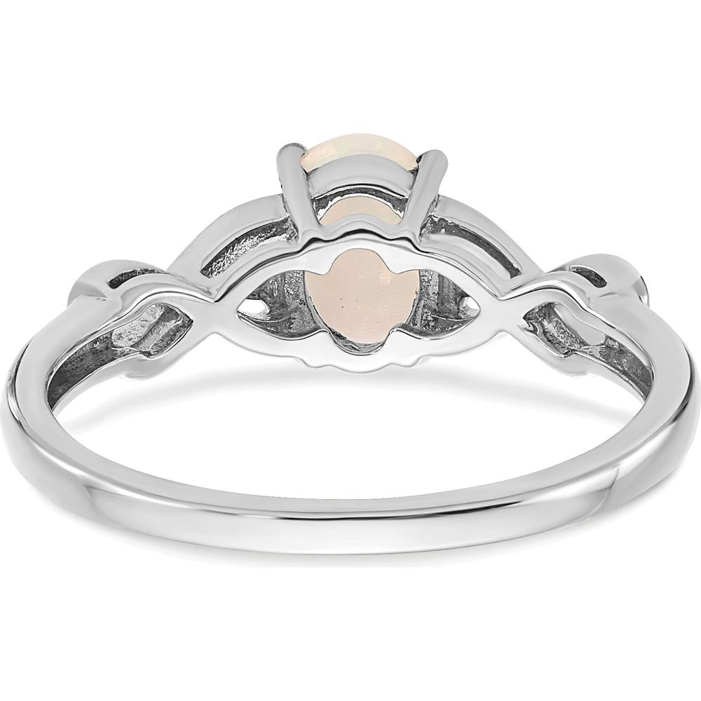 14K White Gold Created Opal and Diamond Ring with Tapered Band - 0.365 Carat Total Gem Weight by 0