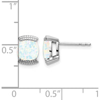 14K White Gold Created Opal Cushion-Cut Stud Earrings - 0.892 Carat Total Weight by Monteluci Fine Jewelry