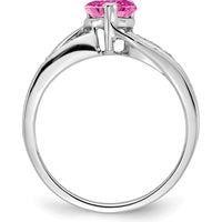 14K White Gold Created Pink Sapphire and Diamond Heart Ring - 0.99 Carat Total Gemstone Weight by 0