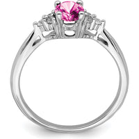 14K White Gold Created Pink Sapphire and Diamond Ring - 1.02 Carat Total Gemstone Weight by 0