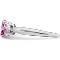 14K White Gold Created Pink Sapphire and Diamond Ring - 1.02 Carat Total Gemstone Weight by 0