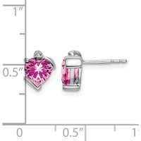 14K White Gold Created Pink Sapphire Heart Earrings with Diamond Accents - 1.0 Carat Total Sapphire Weight by Monteluci Fine Jewelry