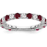 14K White Gold Created Ruby and Diamond Band - 0.77 Carat Total Weight by 0