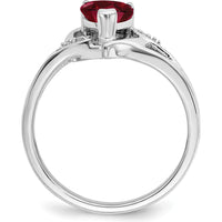 14K White Gold Created Ruby and Diamond Heart Ring - 0.75 Carat Ruby, 0.01 Carat Total Diamond Weight by 0