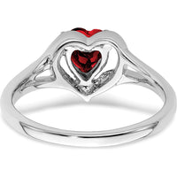 14K White Gold Created Ruby and Diamond Heart Ring - 0.75 Carat Ruby, 0.01 Carat Total Diamond Weight by 0