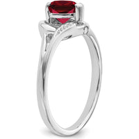 14K White Gold Created Ruby and Diamond Heart Ring - 0.75 Carat Ruby, 0.01 Carat Total Diamond Weight by 0