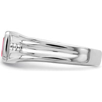 14K White Gold Created Ruby and Diamond Men's Ring - 1.02 Carat Total Gemstone Weight by 0