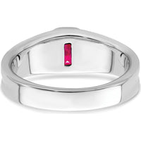 14K White Gold Created Ruby and Diamond Men's Ring - 1.02 Carat Total Gemstone Weight by 0