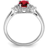 14K White Gold Created Ruby and Diamond Ring with Oval Ruby - 0.95 Carat Ruby, 0.12 Carat Total Diamond Weight by 0