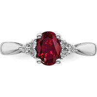 14K White Gold Created Ruby and Diamond Ring with Oval Ruby - 0.95 Carat Ruby, 0.12 Carat Total Diamond Weight by 0