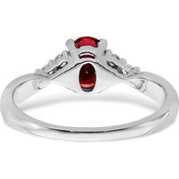 14K White Gold Created Ruby and Diamond Ring with Oval Ruby - 0.95 Carat Ruby, 0.12 Carat Total Diamond Weight by 0