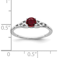 14K White Gold Created Ruby Celtic Knot Ring - 4.5mm Round Lab-Created Ruby by 0