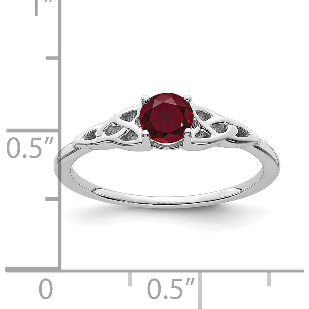 14K White Gold Created Ruby Celtic Knot Ring - 4.5mm Round Lab-Created Ruby by 0