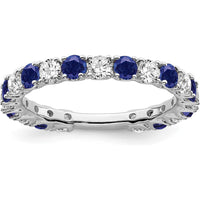 14K White Gold Created Sapphire and Diamond Band - 0.07 Carat Total Diamond Weight, 0.07 Carat Total Created Sapphire Weight by 0