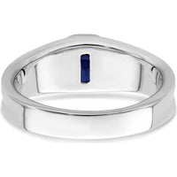 14K White Gold Created Sapphire and Diamond Men's Ring - 1.02 Carat Total Gem Weight by 0