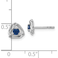 14K White Gold Created Sapphire Button Earrings with Round Blue Sapphires - 0.15 Carat Total Sapphire Weight by Oro Pregiato