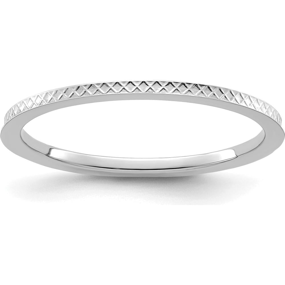 14K White Gold Criss-Cross Pattern Stackable Band - Size 7 by 0