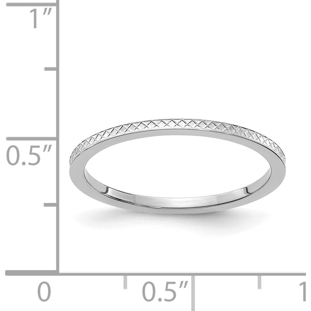 14K White Gold Criss-Cross Pattern Stackable Band - Size 7 by 0