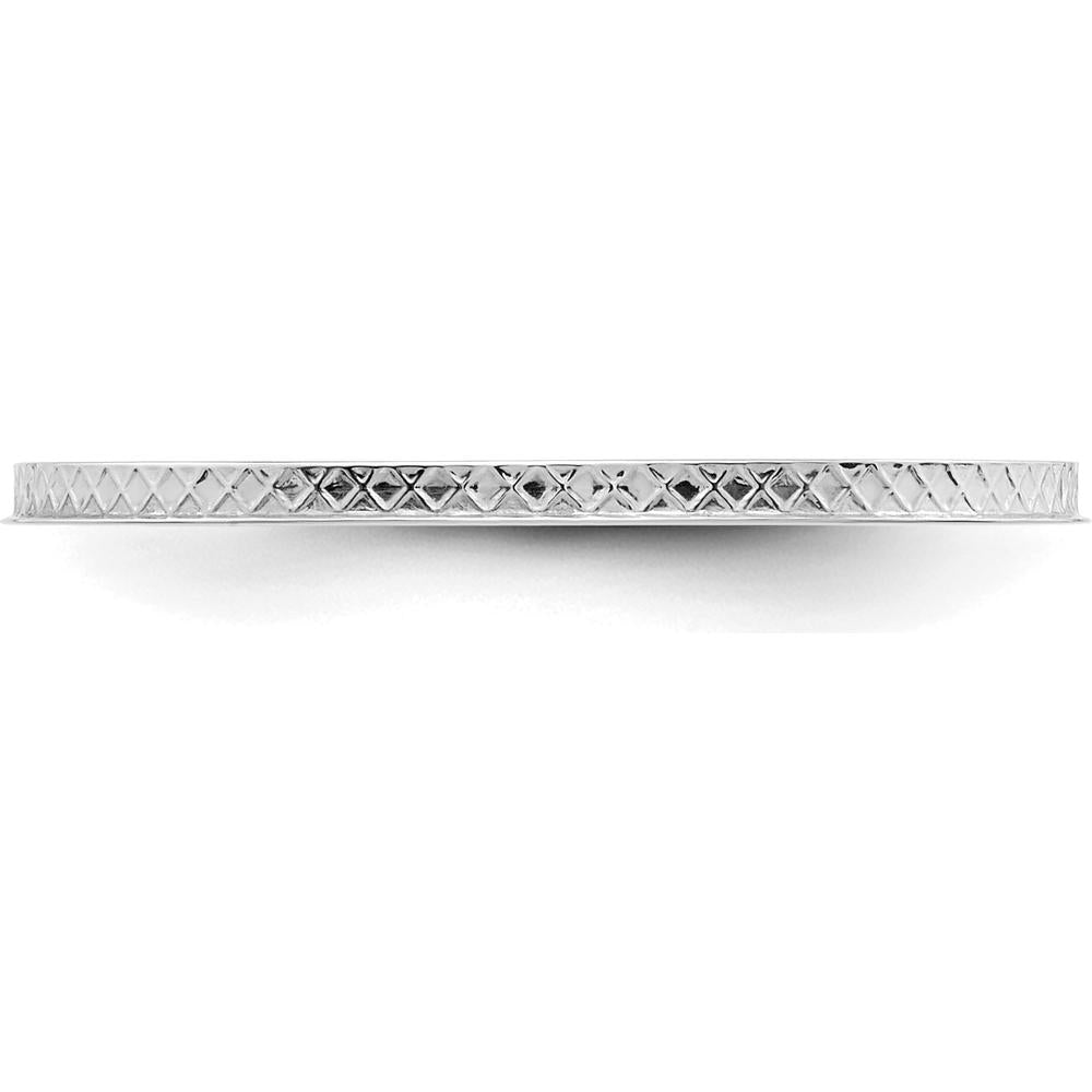 14K White Gold Criss-Cross Stackable Band - 1.2mm Width, Size 5 by 0