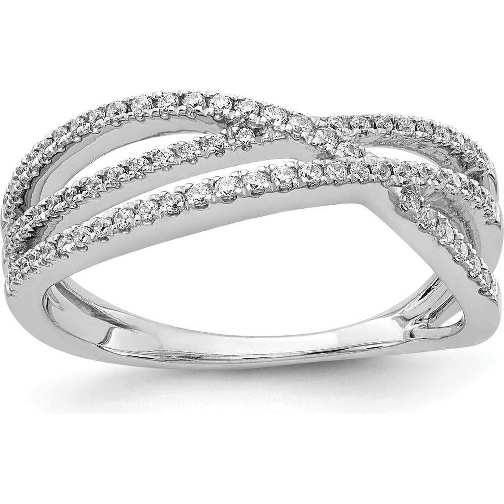 14K White Gold Crisscross Diamond Ring with 72 Natural Round Diamonds - 0.50 Carat Total Diamond Weight by 0